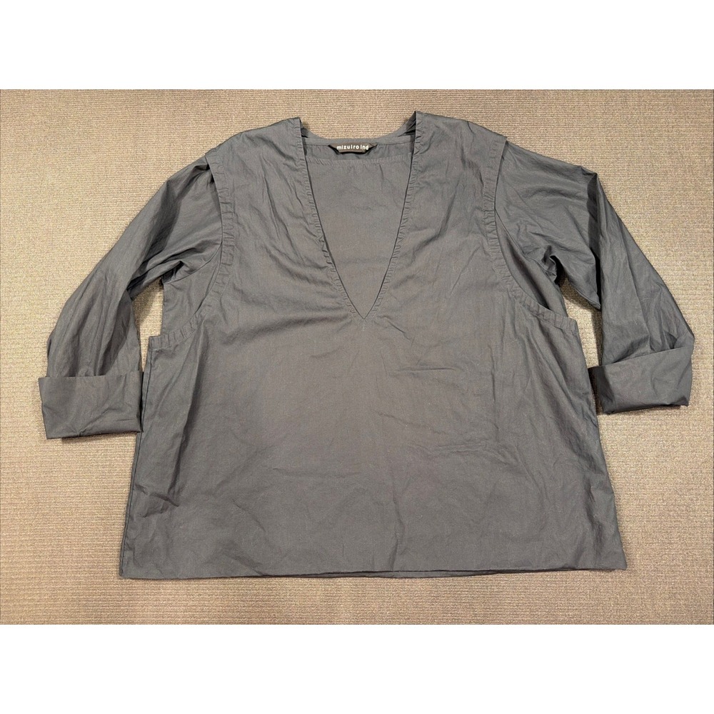 mizuiro ind Layered Blouse Slate Gray Size Large Mothers Industry 100% Cotton